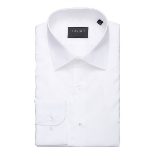 Borgio, koszula lavello długi rękaw slim fit 00254 Biały, male, 199.00PLN