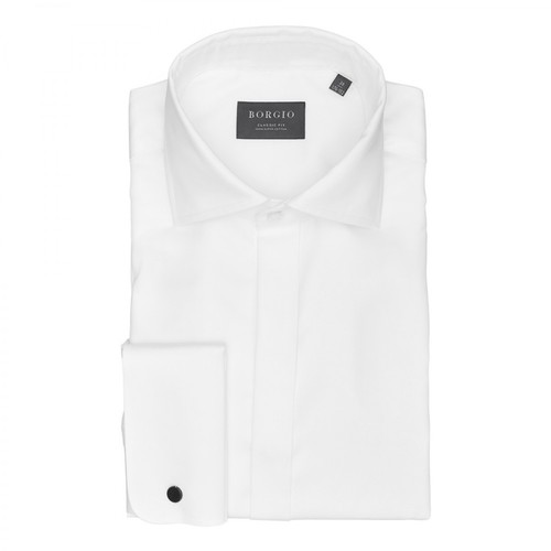 Borgio, Koszula mozza na spinki classic fit 00202 Biały, male, 179.00PLN