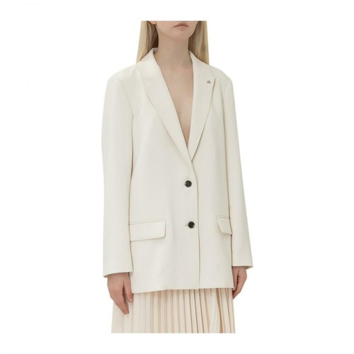 Calvin Klein, Buttoned Blazer Biały, female, 754.00PLN