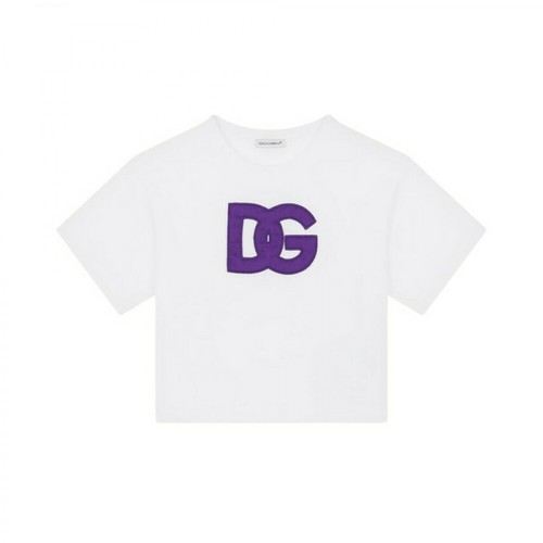 D&G, T-Shirt Bambina L5Jtix G7Ce6 W0800 Biały, female, 944.16PLN