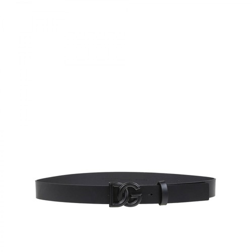 Dolce & Gabbana, Lux Leather Belt With Crossover DG Logo Buckle Czarny, male, 1846.69PLN