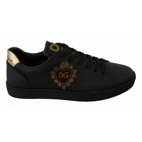 Dolce & Gabbana, Sacred Heart Sneakers Shoes Czarny, male, 3280.00PLN