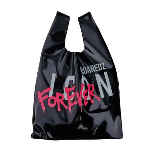 Dsquared2, Icon Forever patent leather shopping bag Czarny, female, 1596.00PLN