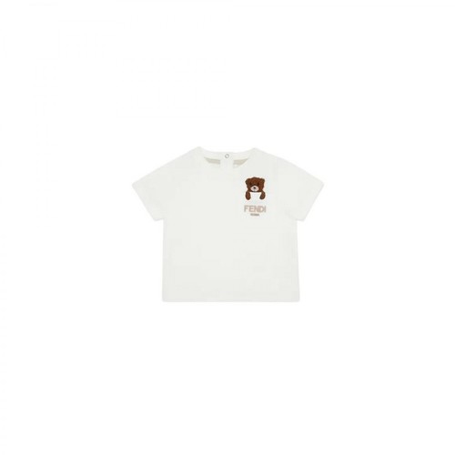 Fendi, T-Shirt Bambino Biały, male, 1035.53PLN