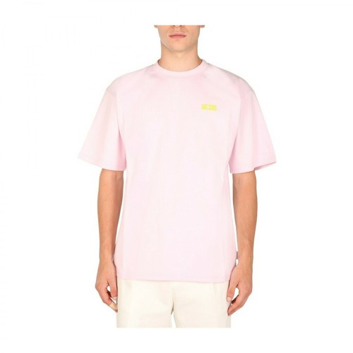 Gcds, T-Shirt With Rubber Logo Różowy, male, 566.00PLN