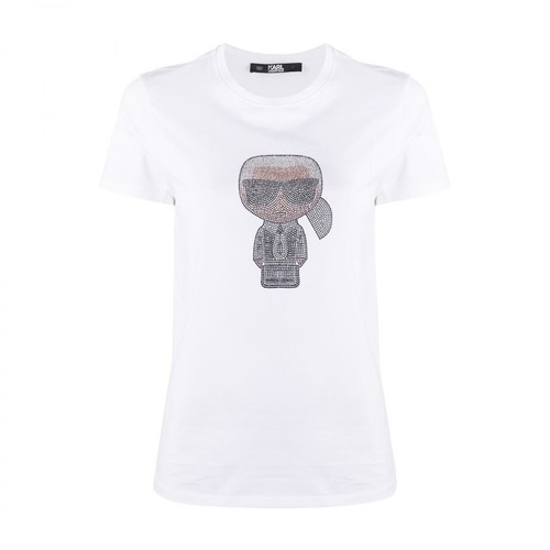 Karl Lagerfeld, Ikonik strass T-shirt Biały, female, 452.00PLN