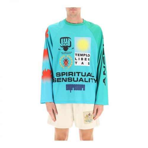Liberal Youth Ministry, Multilogo football long-sleeved t-shirt Niebieski, male, 564.00PLN