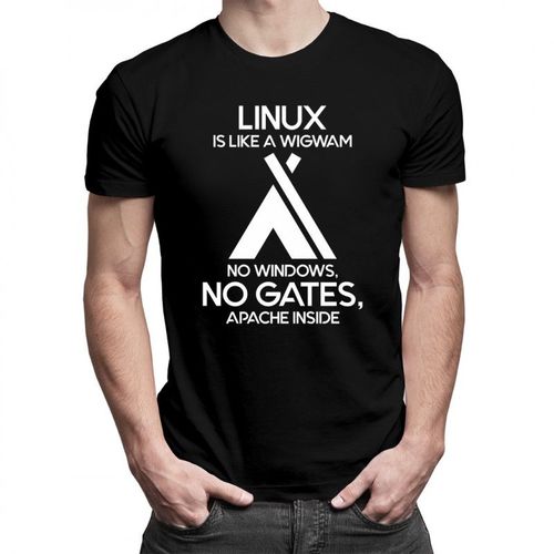 Linux is like a wigwam - męska koszulka z nadrukiem 69.00PLN