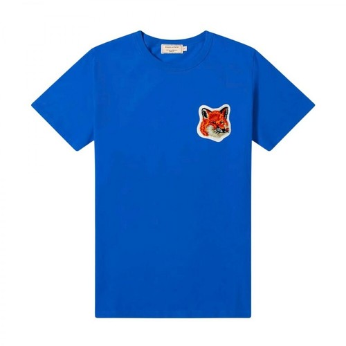 Maison Kitsuné, Velvet Fox Head Classic T-Shirt Niebieski, male, 590.07PLN