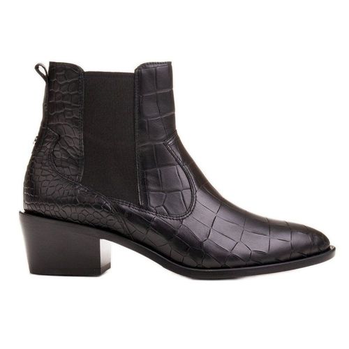 Marco Shoes Botki damskie sztyblety w stylu kowbojka z motywem wężowym czarne 399.00PLN