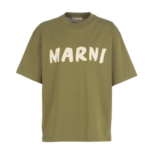 Marni, oversized t-shirt with logo print Zielony, female, 1140.00PLN