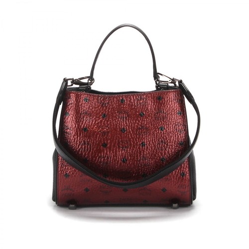 MCM Pre-owned, Visetos Leather Shoulder Bag Czerwony, female, 2873.00PLN