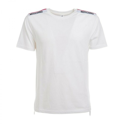 Moschino, Logo T-Shirt Biały, male, 279.60PLN