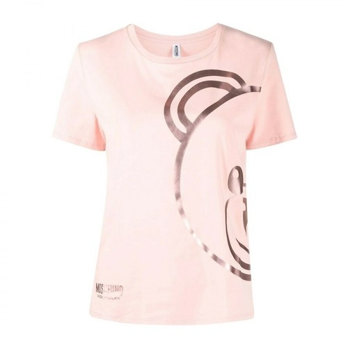 Moschino, Teddy Print T-Shirt Różowy, female, 364.48PLN