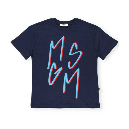 Msgm, T-shirt Niebieski, male, 235.00PLN