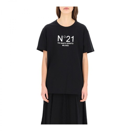 N21, Oversized t-shirt with logo print Czarny, female, 707.00PLN