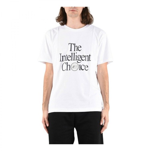 New Balance, T-shirt con logo Biały, male, 111.21PLN