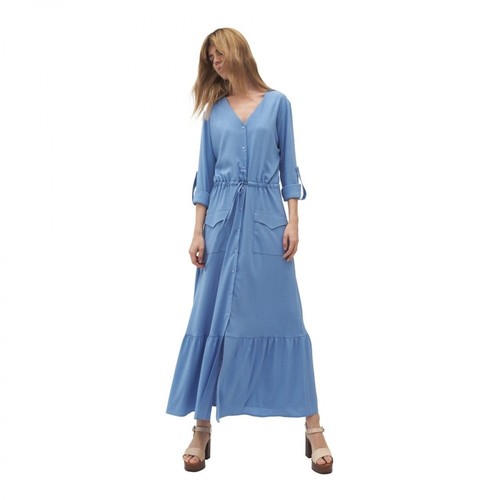 Nife, Długa sukienka z kieszeniami Niebieski, female, 148.85PLN