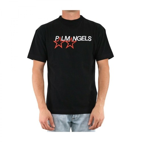 Palm Angels, Racing Star Print T-Shirt Czarny, male, 1239.00PLN