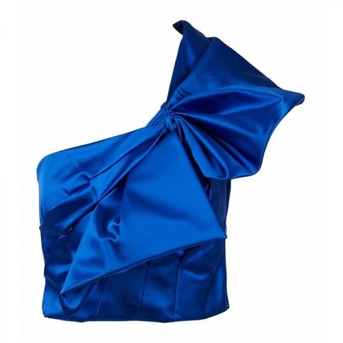 Saint Laurent, Asymmetrical Bow Silk Crop top Niebieski, female, 5126.00PLN