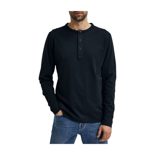 Selected Homme, Grandad Collar T-Shirt Czarny, male, 142.00PLN