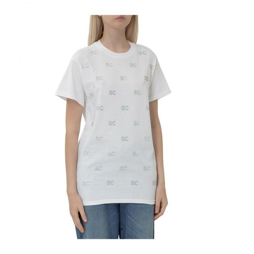 Semicouture, Reba T-shirt with Embroideries Biały, female, 250.00PLN