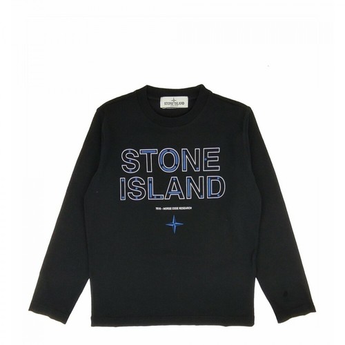 Stone Island, t-shirt teen in cotone Czarny, male, 389.00PLN