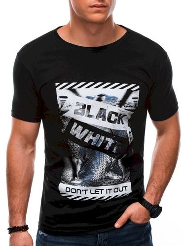 T-shirt męski z nadrukiem 1427S - czarny 14.99PLN