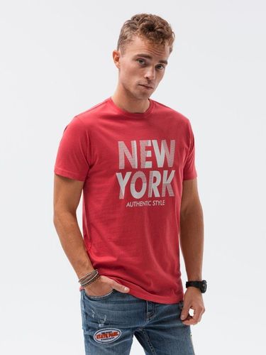 T-shirt męski z nadrukiem S1434 V-24D - czerwony 29.00PLN