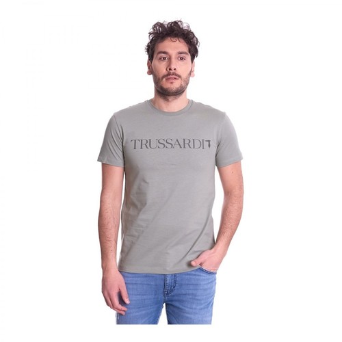 Trussardi, T-Shirt CON Lettering Regular FIT Szary, male, 206.00PLN