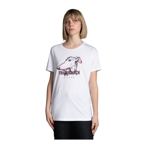 Trussardi, T-shirt con logo Biały, female, 513.00PLN