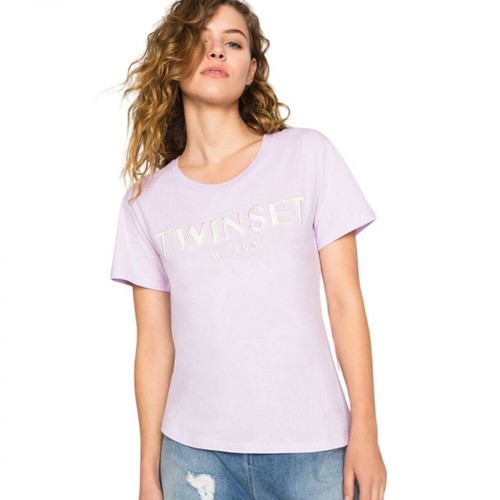 Twinset, T-Shirt Logo Różowy, female, 280.85PLN