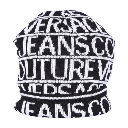 Versace Jeans Couture, branded beanie hat Czarny, male, 539.00PLN