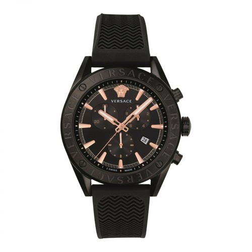 Versace, V-Chrono Watch Czarny, male, 3767.00PLN