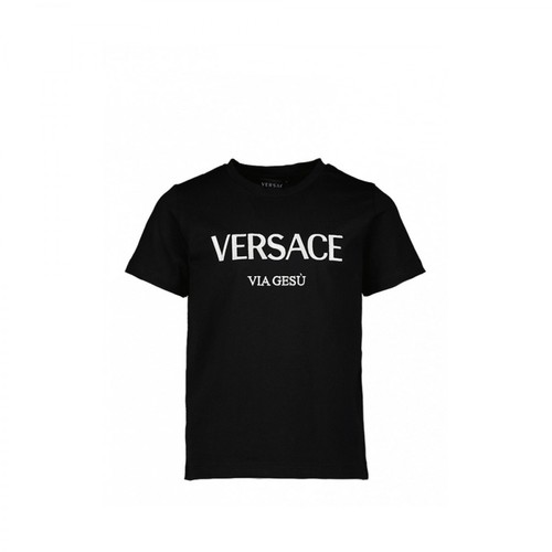 Versace, Via Gesù T-shirt Czarny, male, 821.00PLN
