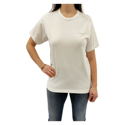 Acne Studios, T-Shirt Nash Face Biały, female, 301.20PLN