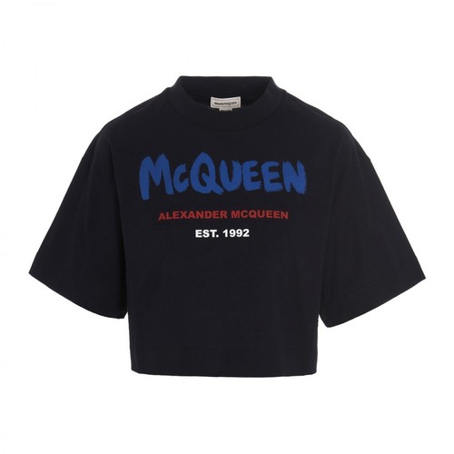 Alexander McQueen, Logo Crop Top Czarny, female, 1095.00PLN