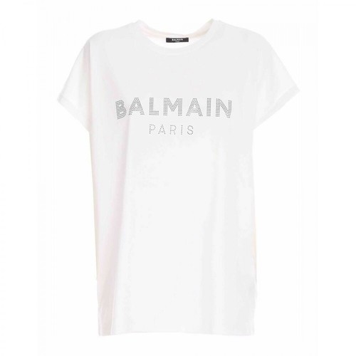 Balmain, Logo Sequin T-shirt Biały, female, 1742.00PLN