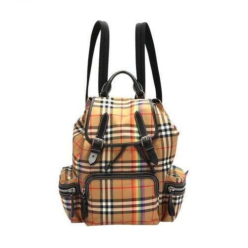 Burberry Vintage, Pre-owned Check Rainbow Canvas Backpack Beżowy, female, 4788.00PLN