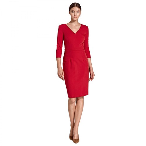 Colett, Sukienka z plisowanym paskiem w talii Czerwony, female, 115.33PLN