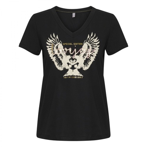 Culture, CUelmy V-neck T-Shirt Czarny, female, 189.00PLN