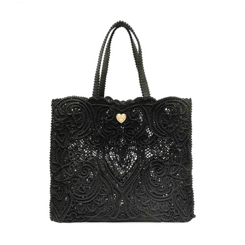 Dolce & Gabbana, Embroidered Hand Bag Czarny, female, 7980.00PLN