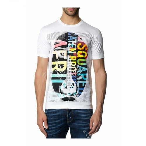 Dsquared2, Colourful Africa Print T-shirt Biały, male, 616.00PLN