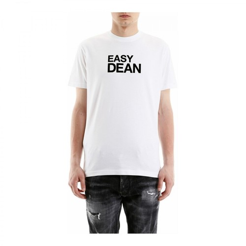 Dsquared2, Easy Dean Print T-shirt Biały, male, 867.00PLN