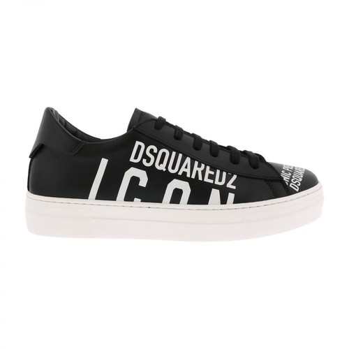 Dsquared2, Icon Low Top Lace Tennis Sneakers Czarny, male, 548.08PLN