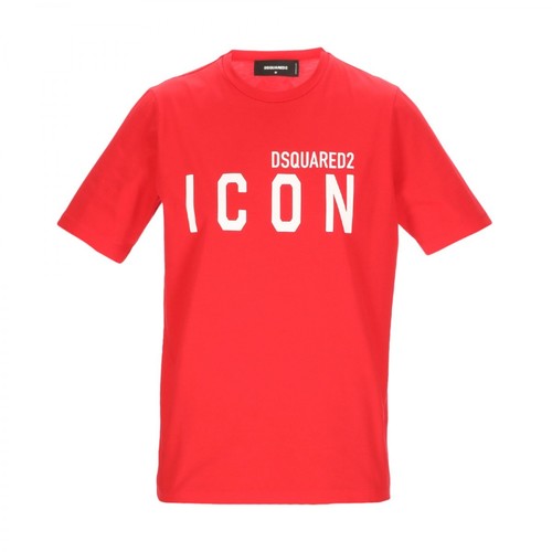 Dsquared2, Icon-Print Crew-Neck T-shirt Czerwony, female, 555.00PLN
