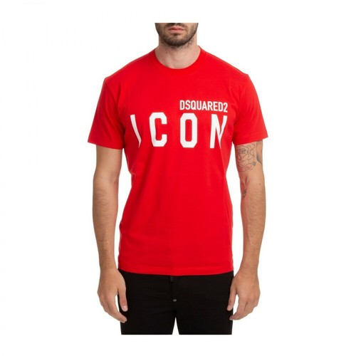 Dsquared2, Icon Print T-Shirt Czerwony, male, 572.00PLN