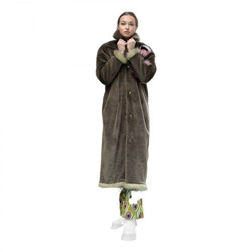 Fortini, Długi płaszcz ze sztucznego futra Khaki Frida Zielony, female, 2399.20PLN