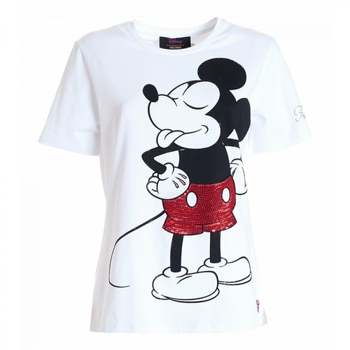 Fracomina, T-Shirt Con Stampa Disney Fd21Wt3001J40109 Biały, female, 160.00PLN