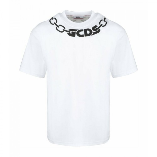Gcds, Chain Print T-Shirt Biały, male, 389.45PLN